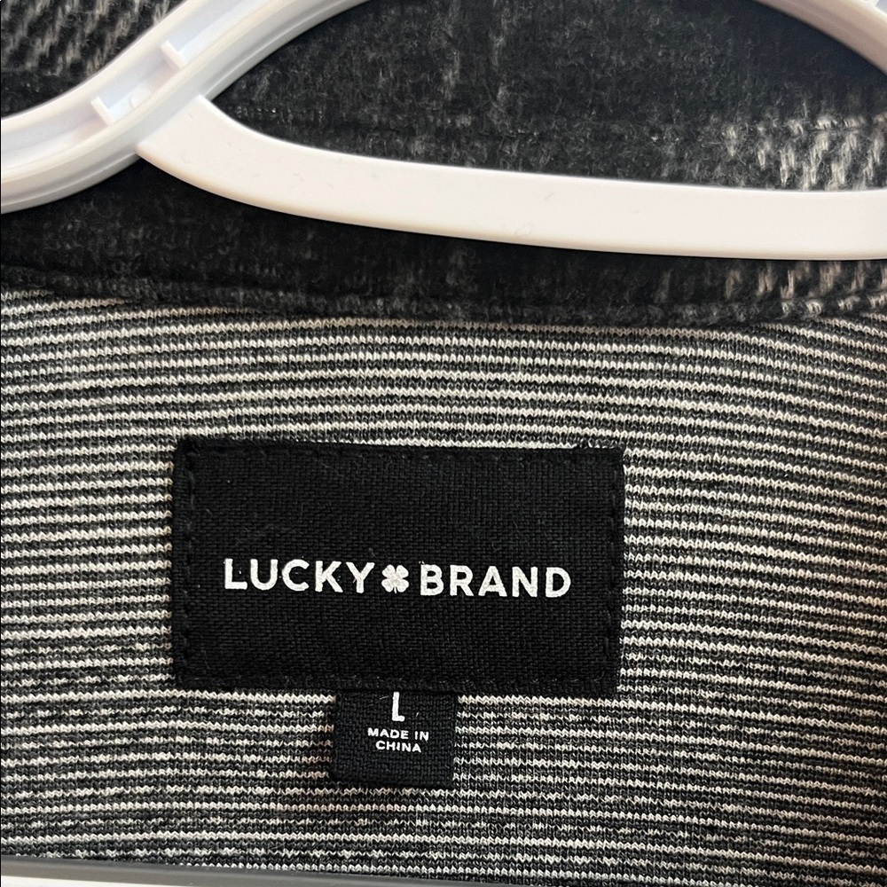 Lucky Brand Black and White Plaid Casual Button Down Flannel Shirt - Picture 2 of 5